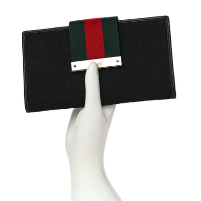 Gucci Monogram Grained Calfskin Ladies Web Continental Wallet Black 2 of 22