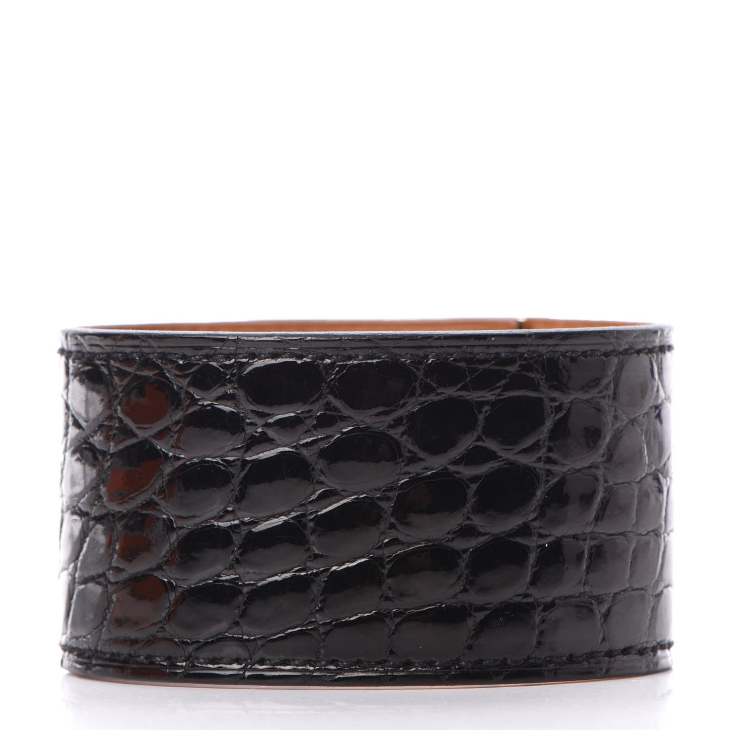 Hermes Shiny Alligator Kelly Dog Cuff Black 3 of 6