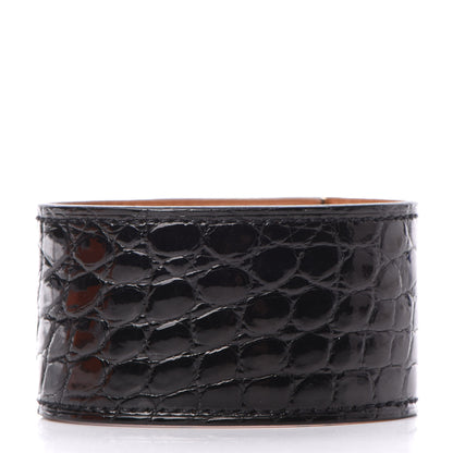 Hermes Shiny Alligator Kelly Dog Cuff Black 3 of 6