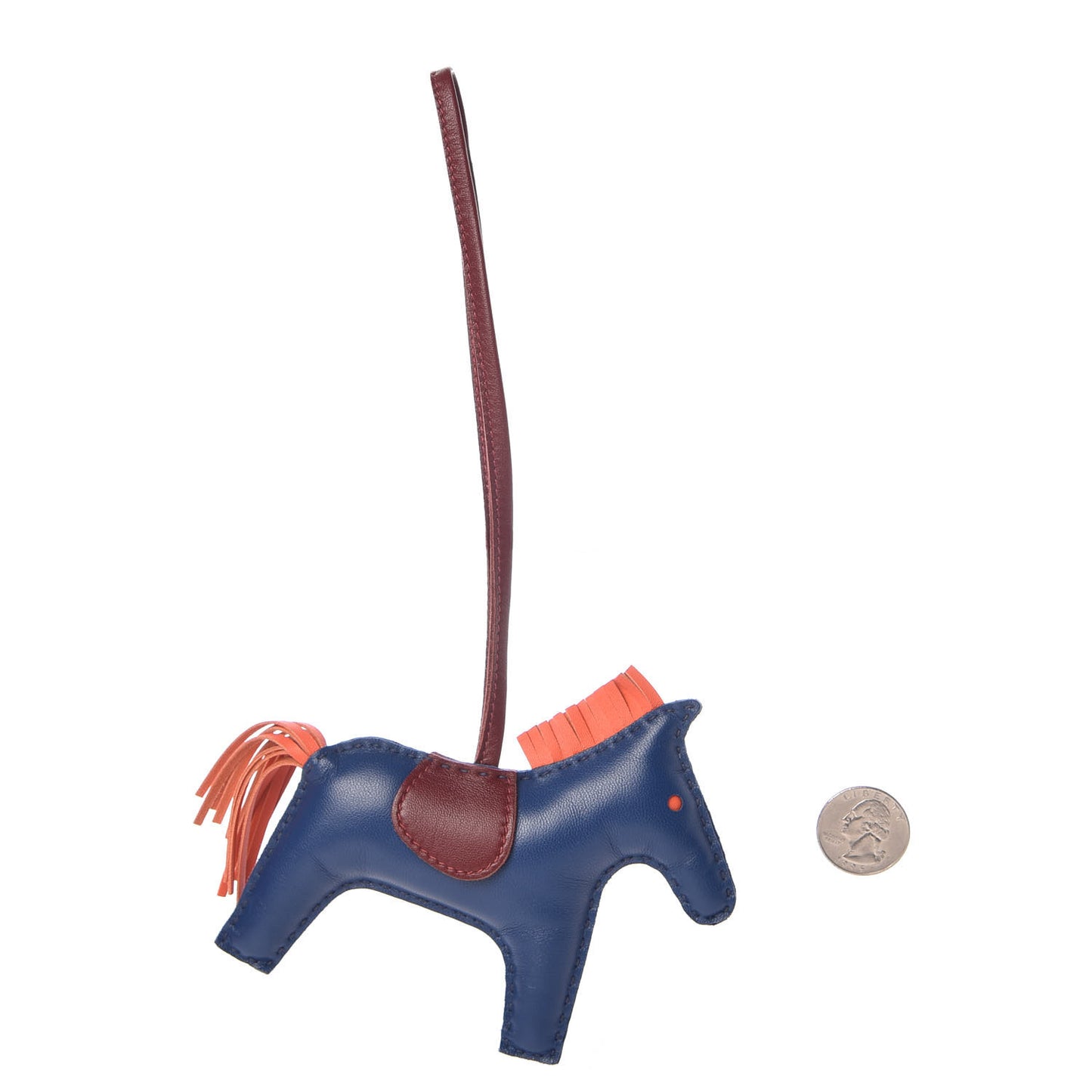 Milo Lambskin Grigri Rodeo Horse Bag Charm MM Bleu de Malte Rouge H Peony