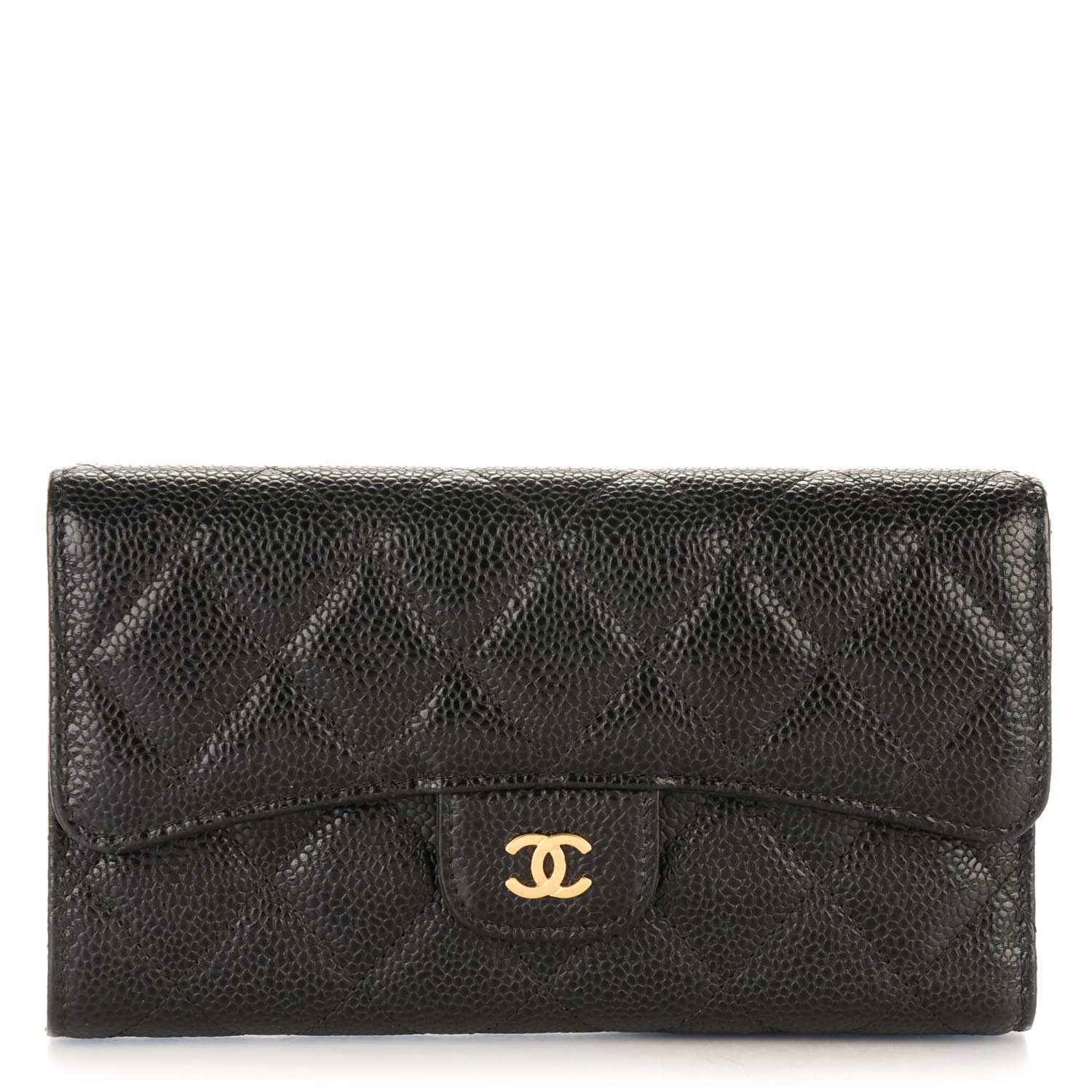 Chanel Caviar Quilted Long Flap Wallet Black 1 of 8