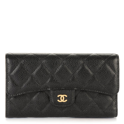 Chanel Caviar Quilted Long Flap Wallet Black 1 of 8
