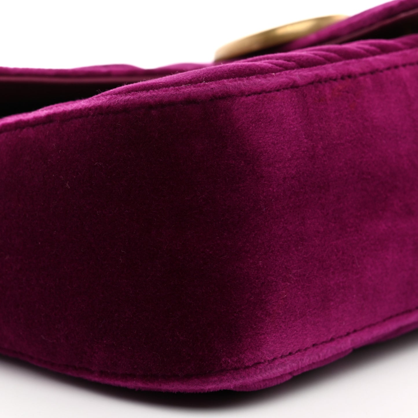 Velvet Matelasse Small GG Marmont Shoulder Bag Fuchsia Violet Cyclamen