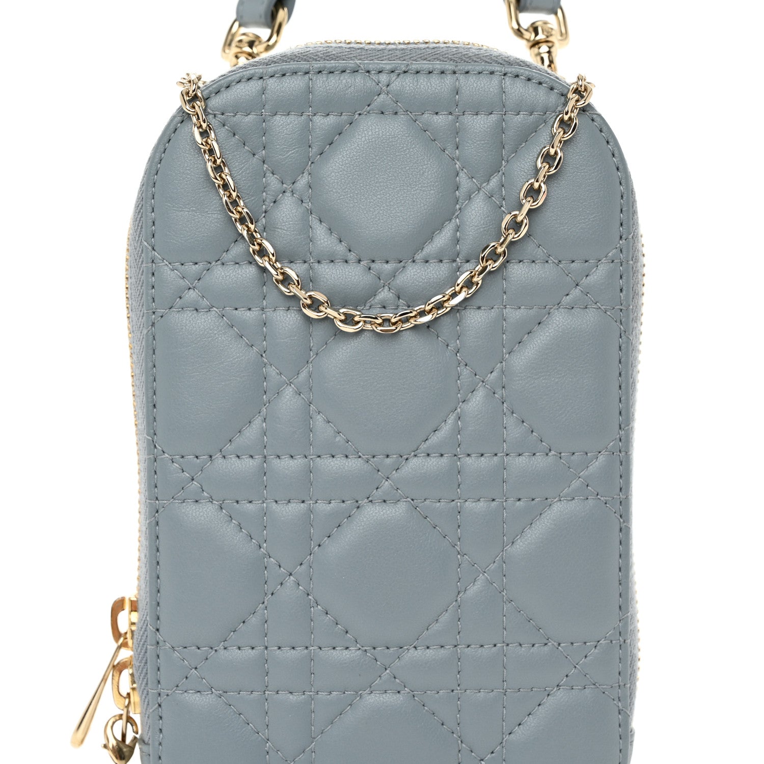 Christian Dior Lambskin Cannage Lady Dior Phone Holder Cloud Blue 8 of 11