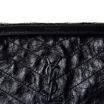Saint Laurent Crinkled Calfskin Matelasse Monogram Medium Niki Chain Satchel Black 22 of 25