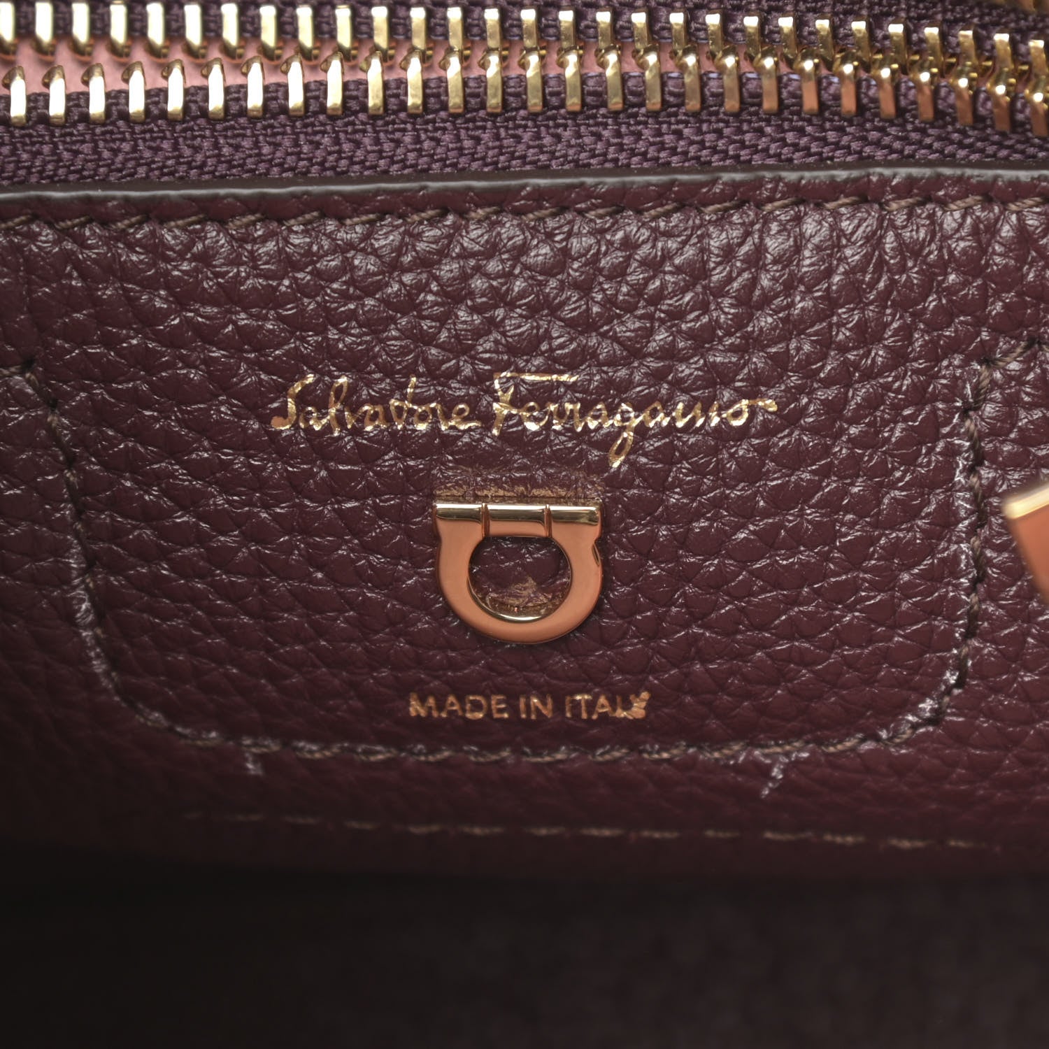 Salvatore Ferragamo Hammered Calfskin Double Handle Small Amy Tote Red 6 of 10