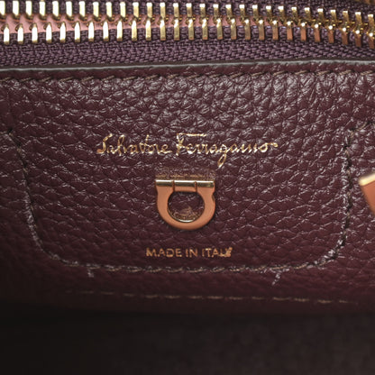 Salvatore Ferragamo Hammered Calfskin Double Handle Small Amy Tote Red 6 of 10