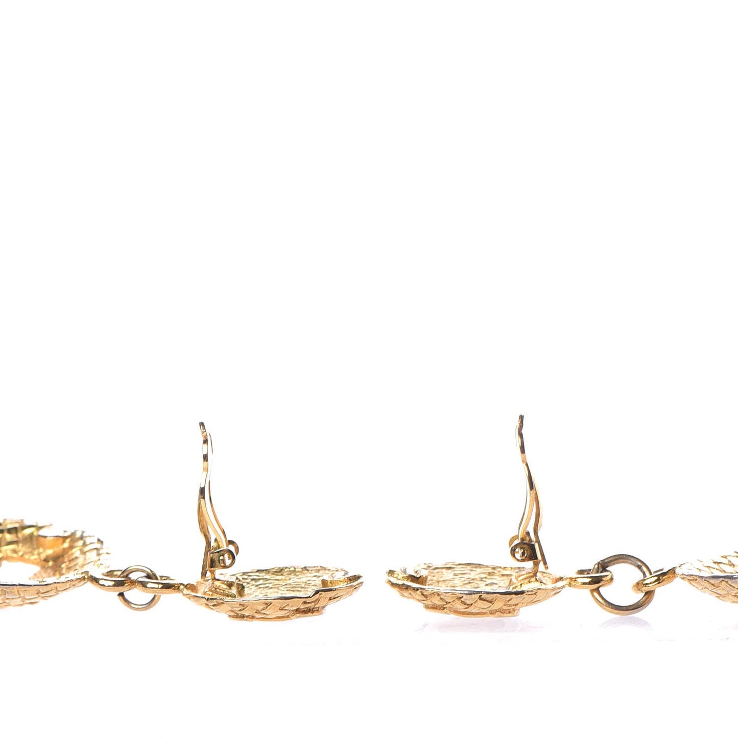 CC Woven Clip On Drop Earrings Gold