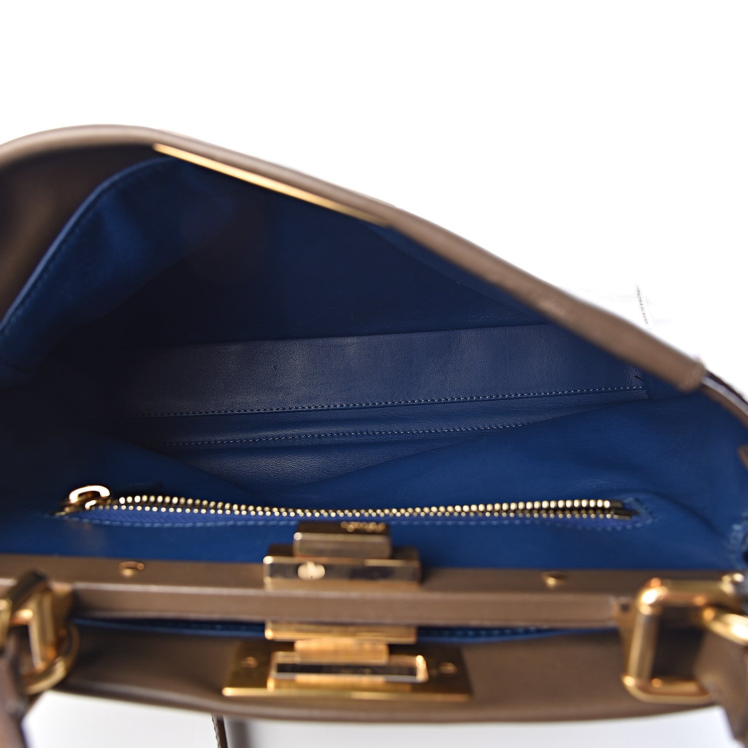 Fendi Vitello Morgan Shiny Nappa Medium Peekaboo Iconic Satchel Foresta Blue 6 of 21