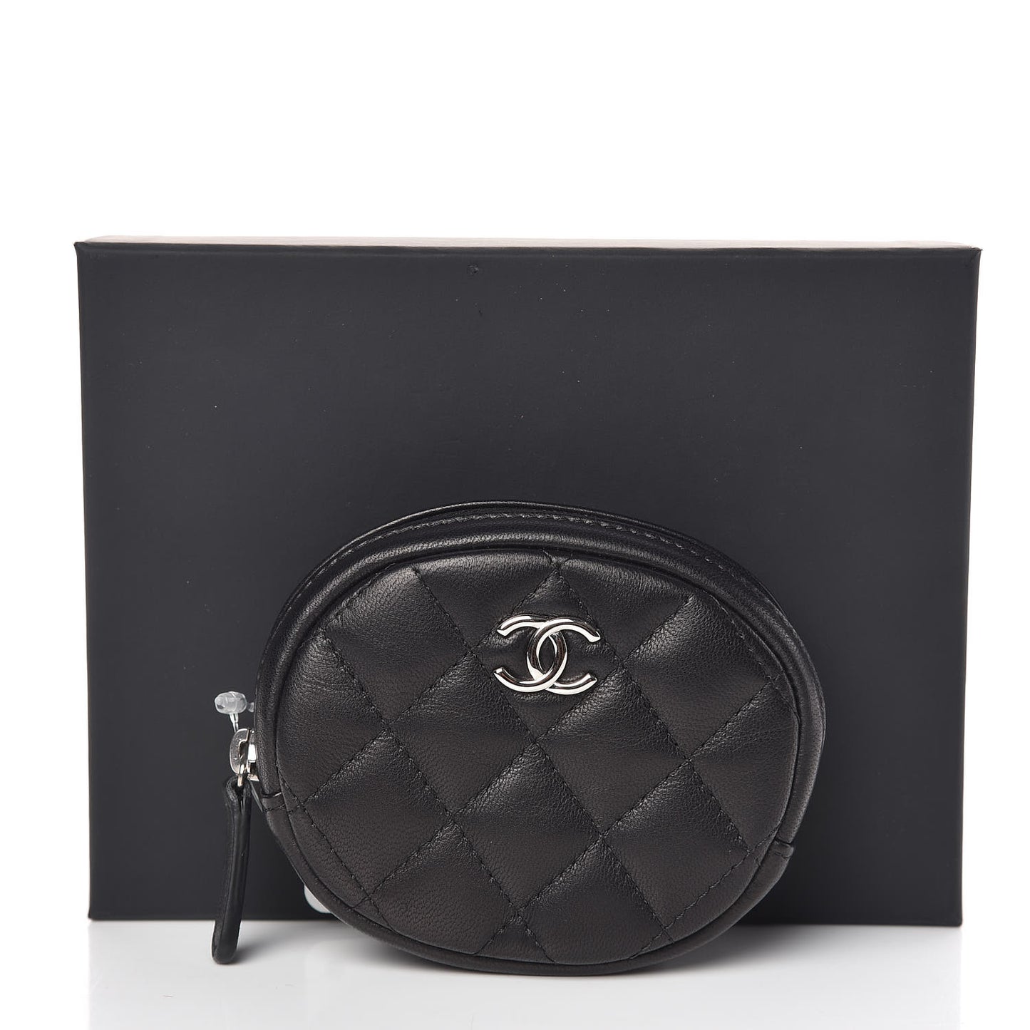 Lambskin Quilted Zip Around Classic Coin Purse Black
