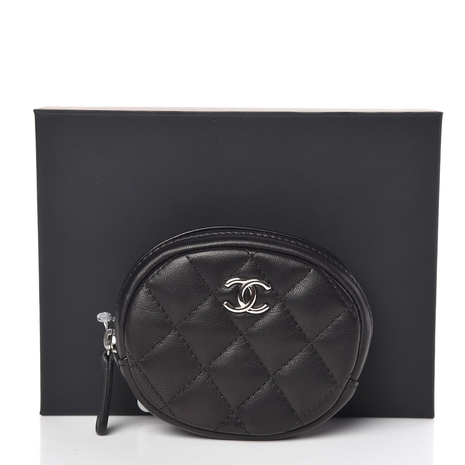Chanel Lambskin Quilted Zip Around Classic Coin Purse Black 10 of 10