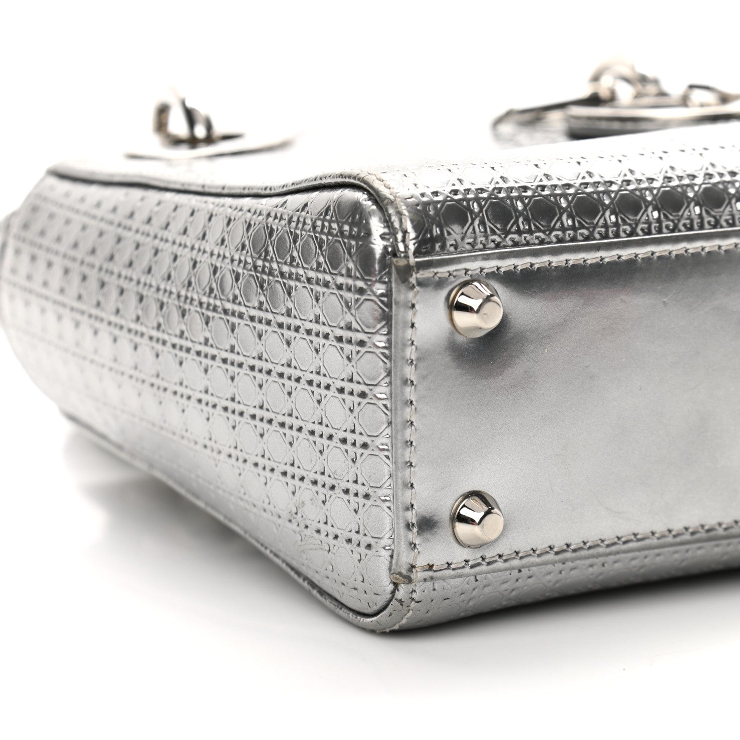 Christian Dior Metallic Patent Micro-Cannage Mini Lady Dior Silver 9 of 10
