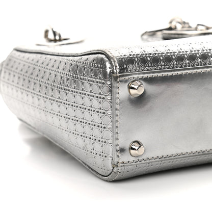 Christian Dior Metallic Patent Micro-Cannage Mini Lady Dior Silver 9 of 10