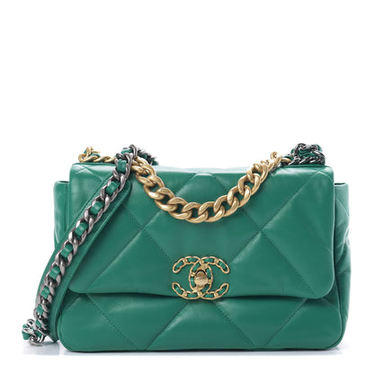 Chanel Lambskin Quilted Medium 19 Flap Green 1 of 11
