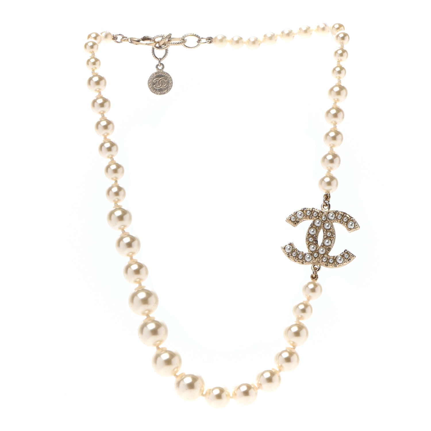 Chanel Pearl CC 100th Anniversary Necklace Light Gold 3 of 5