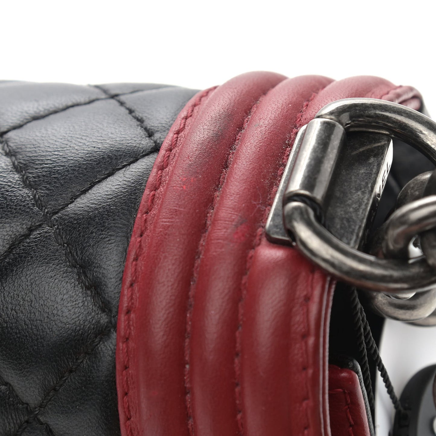Lambskin Quilted Medium Boy Flap Black Red