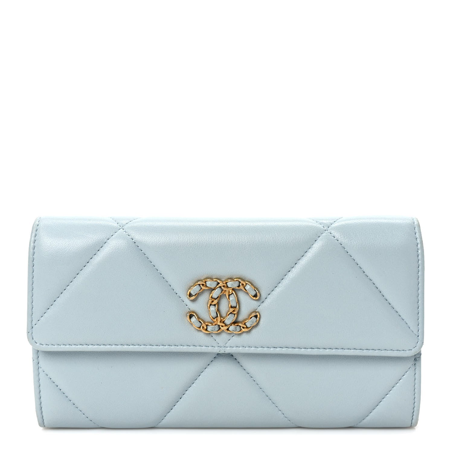 Chanel Lambskin Quilted Chanel 19 Flap Wallet Light Blue 1 of 8