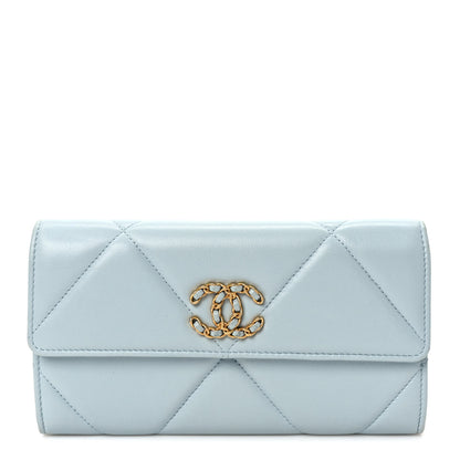 Chanel Lambskin Quilted Chanel 19 Flap Wallet Light Blue 1 of 8