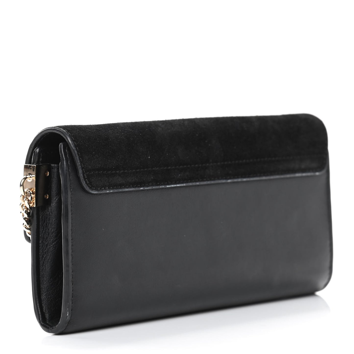 Suede Calfskin Faye Wallet Black