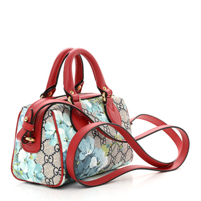 Gucci GG Supreme Monogram Blooms Mini Boston Navy Blue Hibiscus 3 of 11
