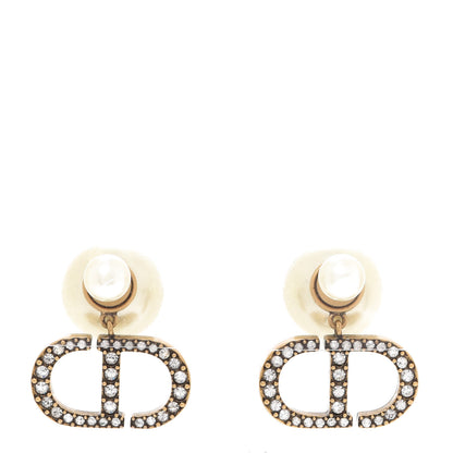 Christian Dior Crystal Pearl Clair D Lune Earrings Gold 1 of 4