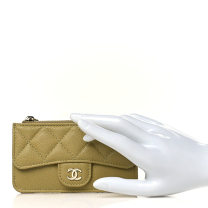 Chanel Caviar Quilted Flap Zip Card Holder Green 2 of 8
