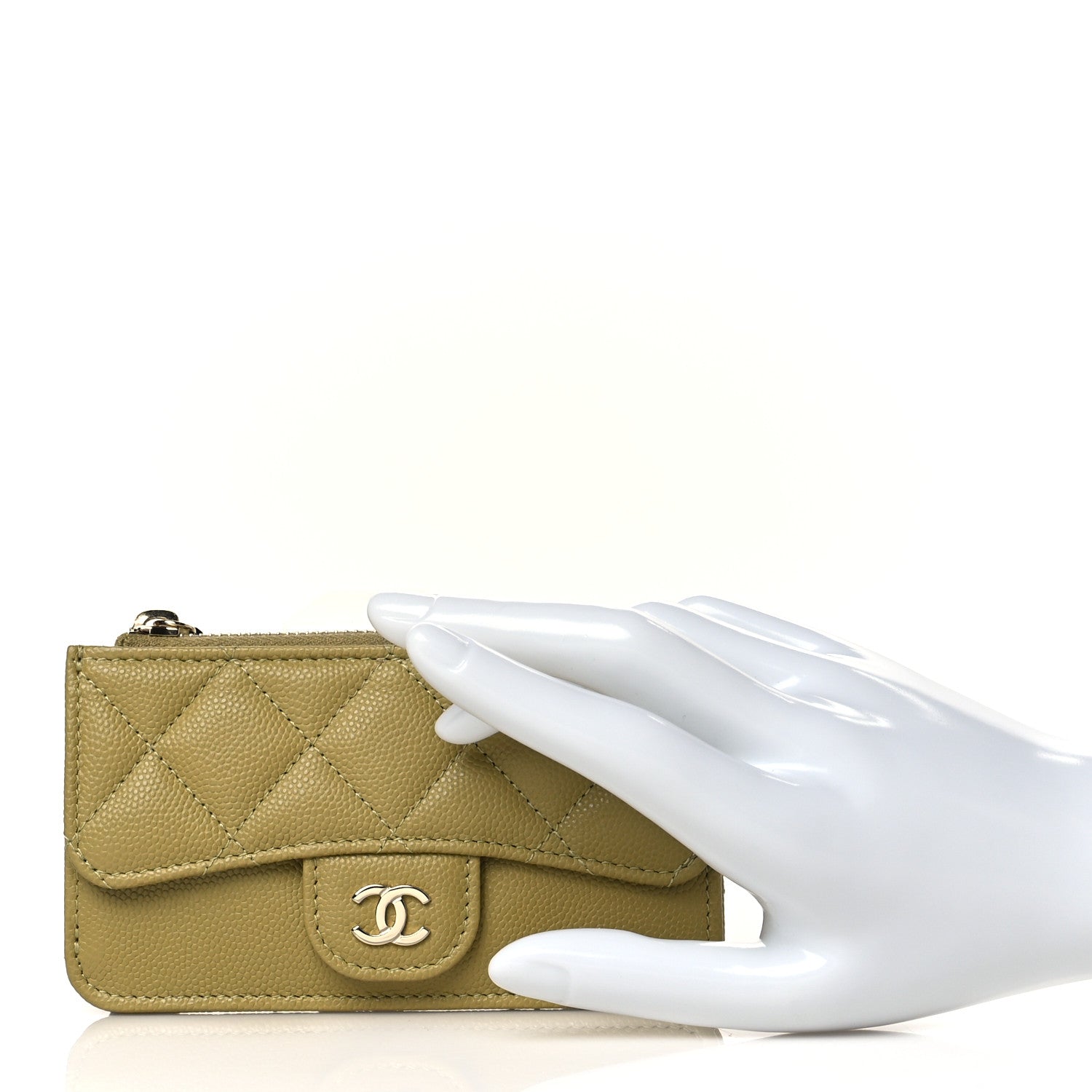 Chanel Caviar Quilted Flap Zip Card Holder Green 6 of 11