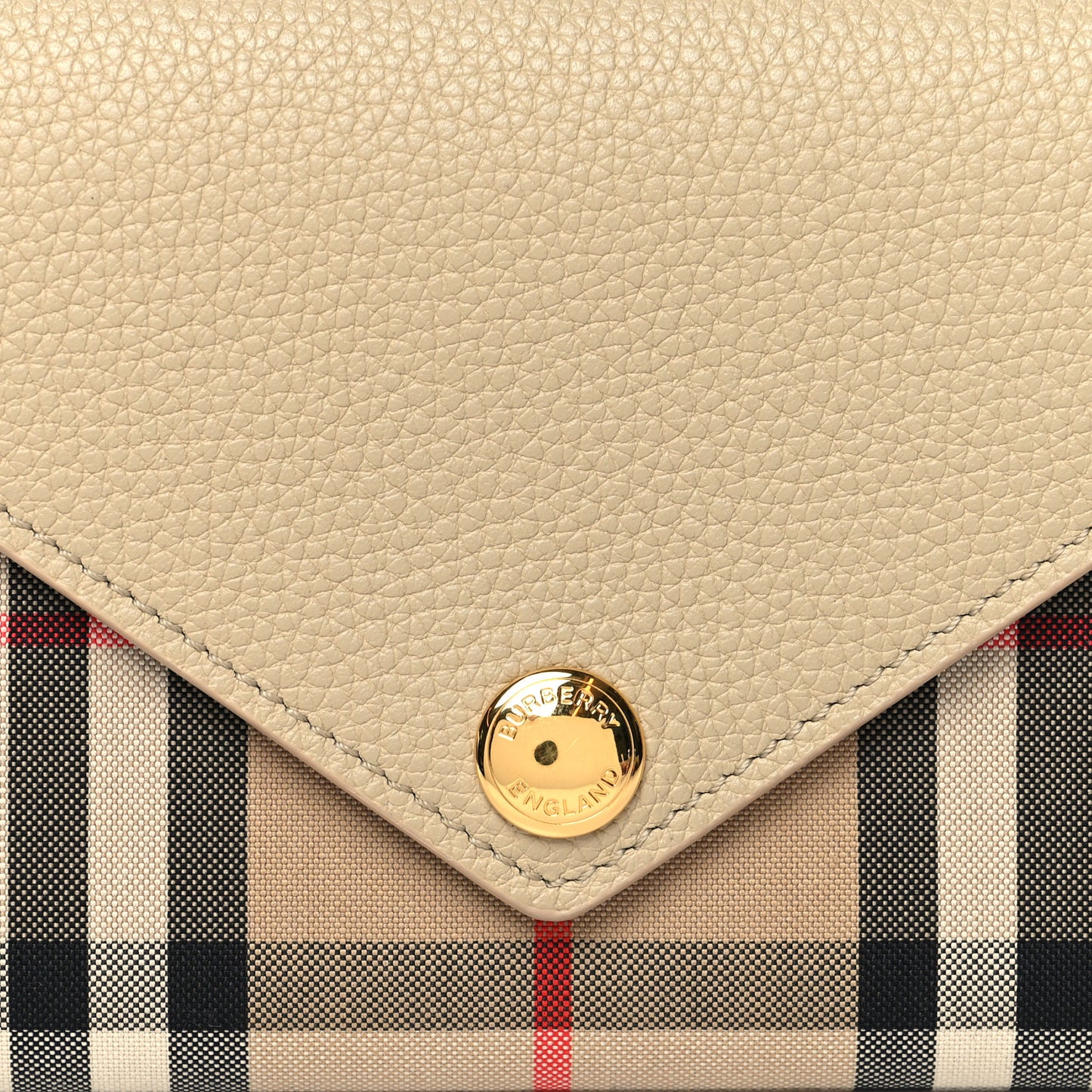 Vintage Check Grain Calfskin Halton Wallet Beige