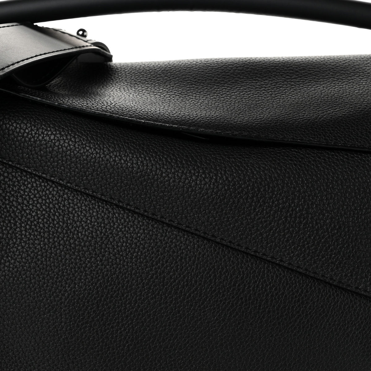 Grained Calfskin Large Puzzle Bag Black