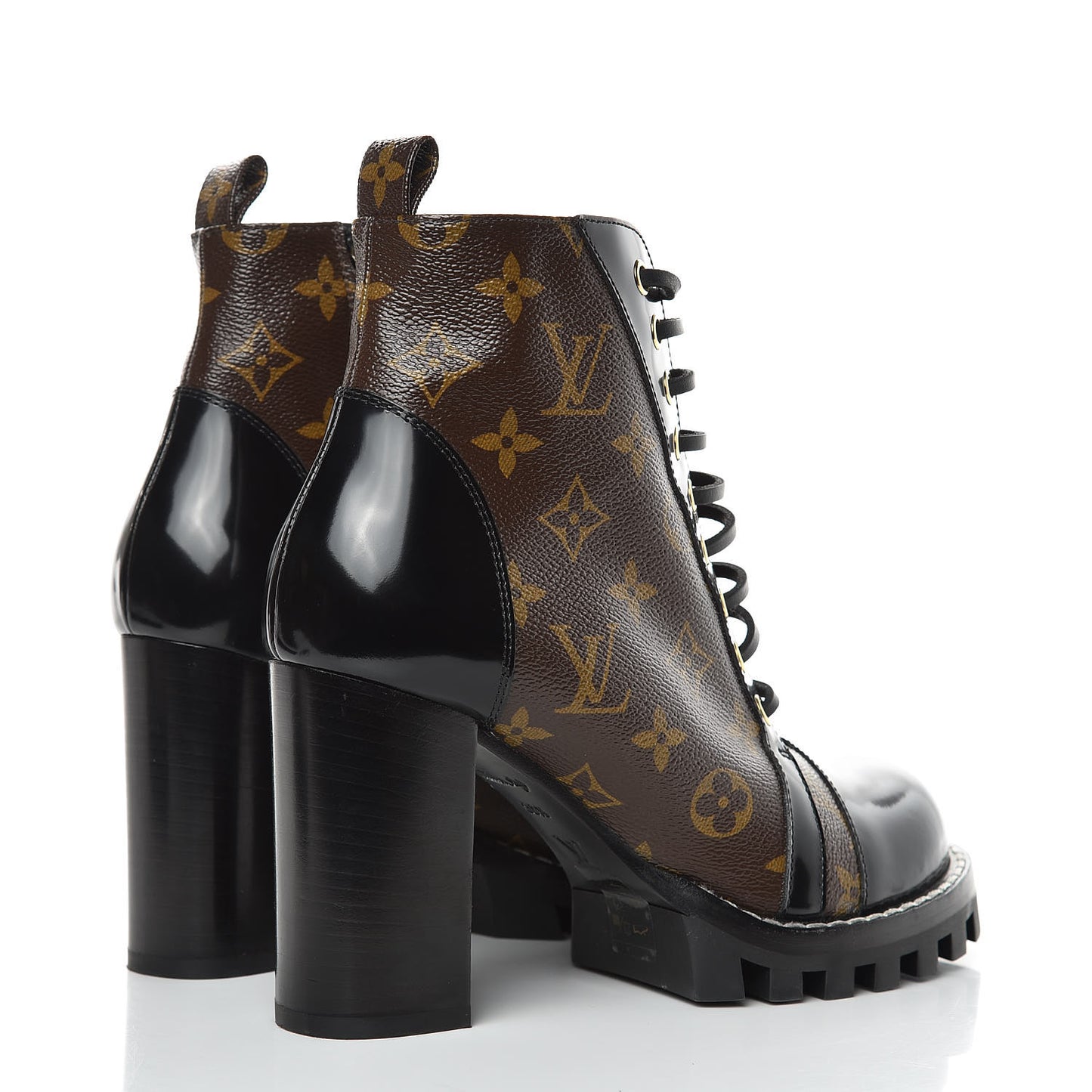 Patent Calfskin Monogram Star Trail Ankle Boots 38.5 Black