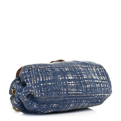 Prada Tweed Medium Shoulder Bag Blue 4 of 17