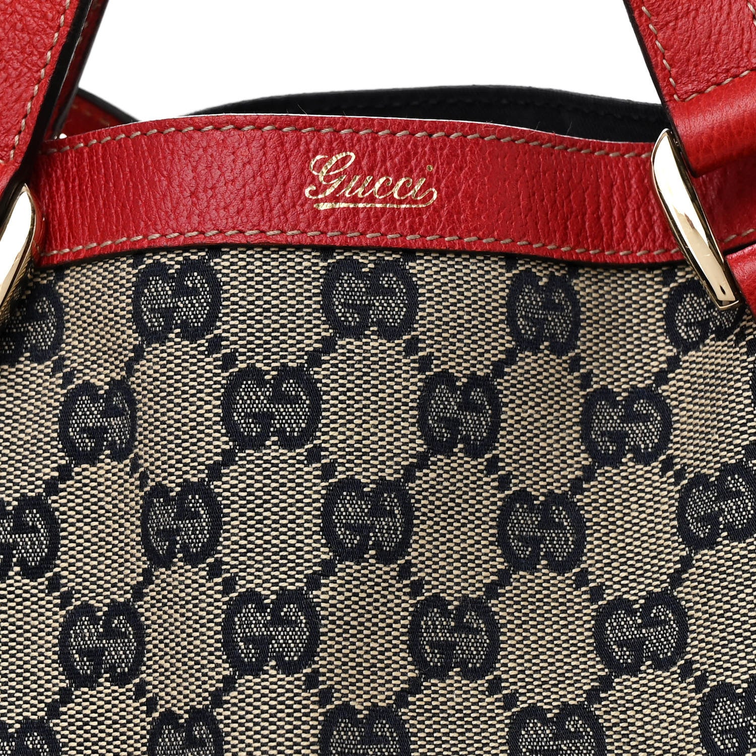 Gucci Monogram Medium Abbey Convertible Tote Navy Red 8 of 11