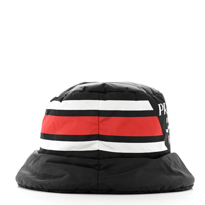 Prada Re-Nylon Triangle Logo Padded Mens Bucket Hat XL Black Red White 5 of 9