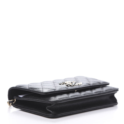 Chanel Caviar Quilted French New Wave Chain CC Wallet On Chain WOC Black 4 of 12