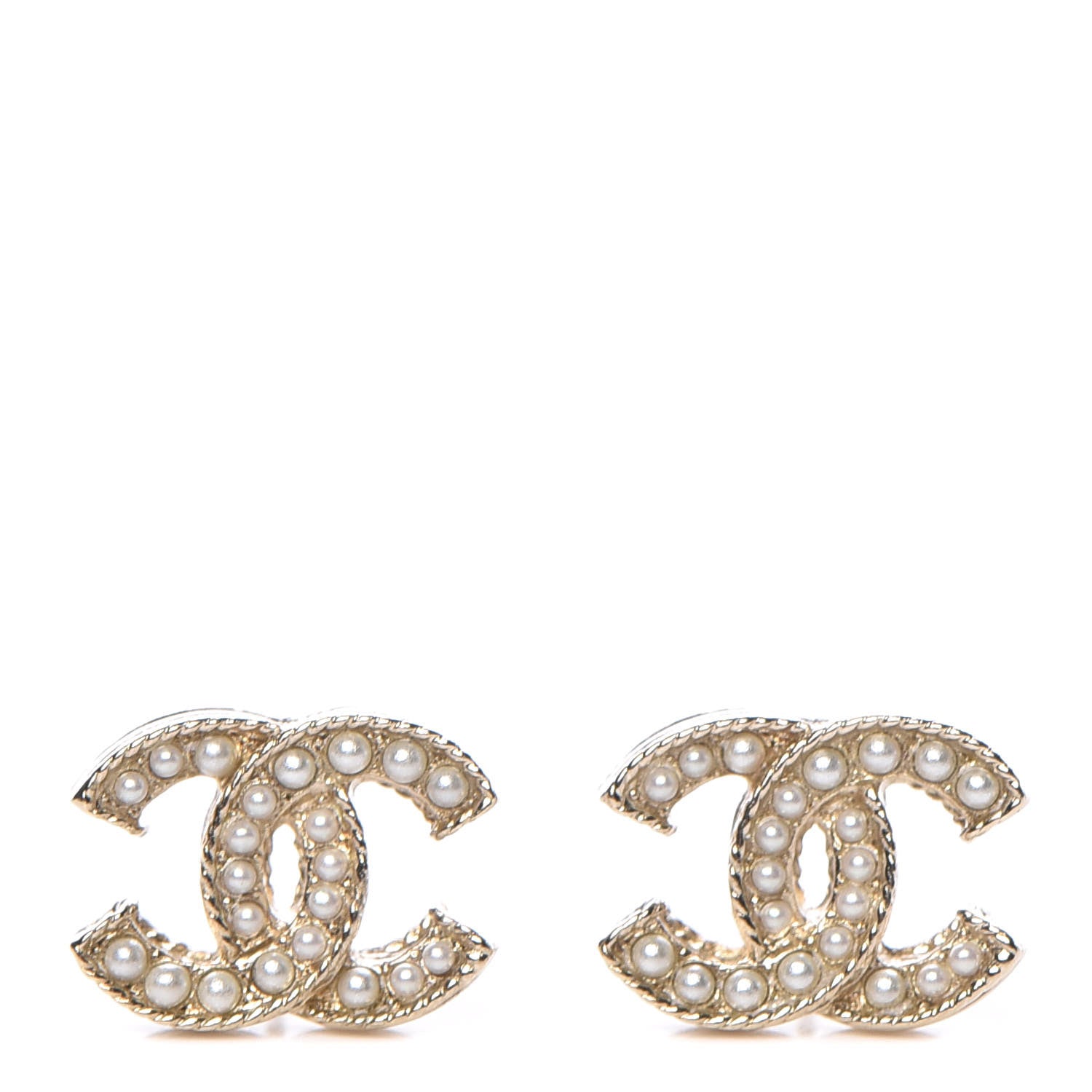 Chanel Pearl CC Earrings Light Gold 1 of 5