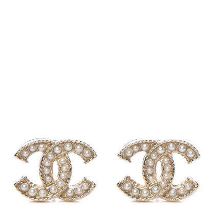 Chanel Pearl CC Earrings Light Gold 1 of 5