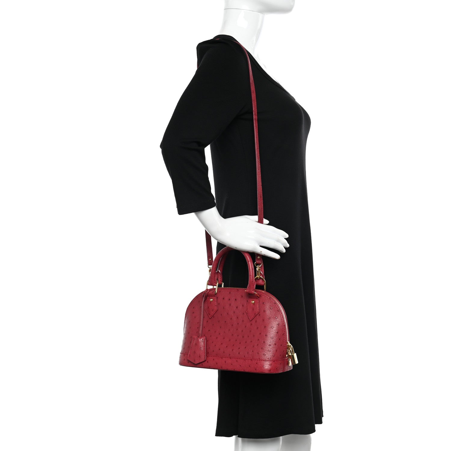 Louis Vuitton Ostrich Alma BB Fuchsia 2 of 10