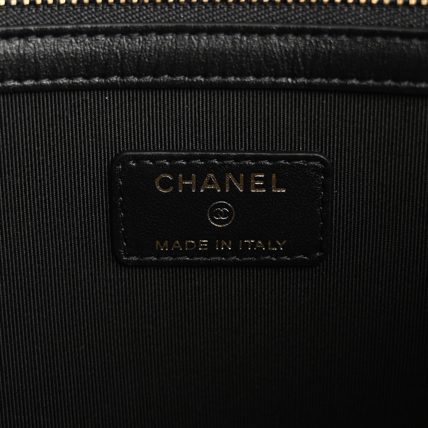 Chanel Calfskin Quilted Pearl Medium Cosmetic Case Black 6 of 7