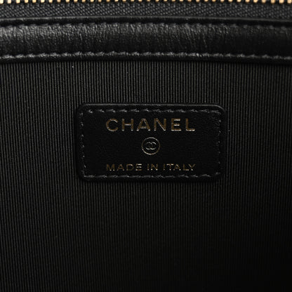 Chanel Calfskin Quilted Pearl Medium Cosmetic Case Black 6 of 7