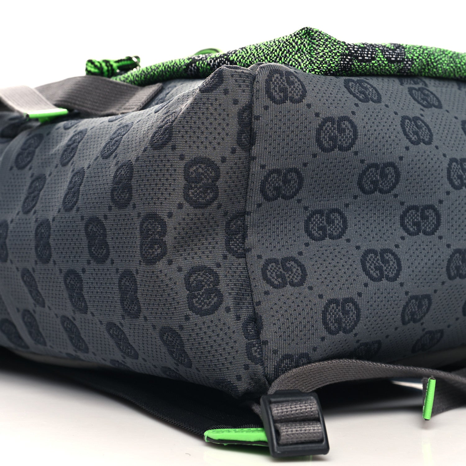 Gucci Jersey GG Monogram All Over Pan Sport Double Buckle Backpack Grey Green Multicolor 9 of 10