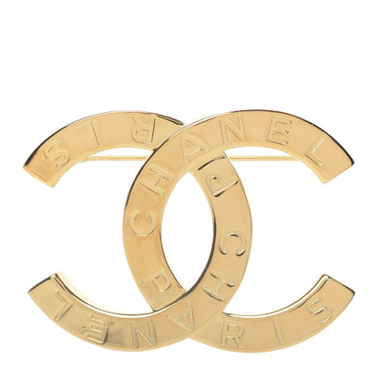 Chanel Metal Paris Button CC Large Brooch Gold 1 of 4