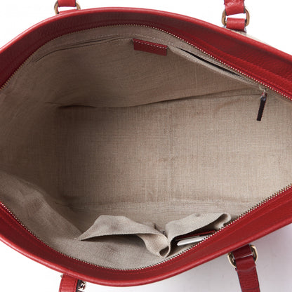 Gucci Monogram Bree Zippered Tote Beige Red 4 of 8