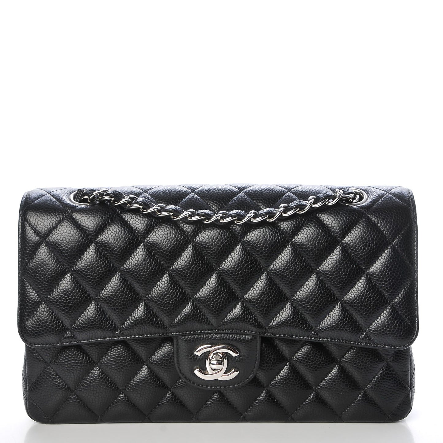 Caviar Quilted Medium Double Flap Black
