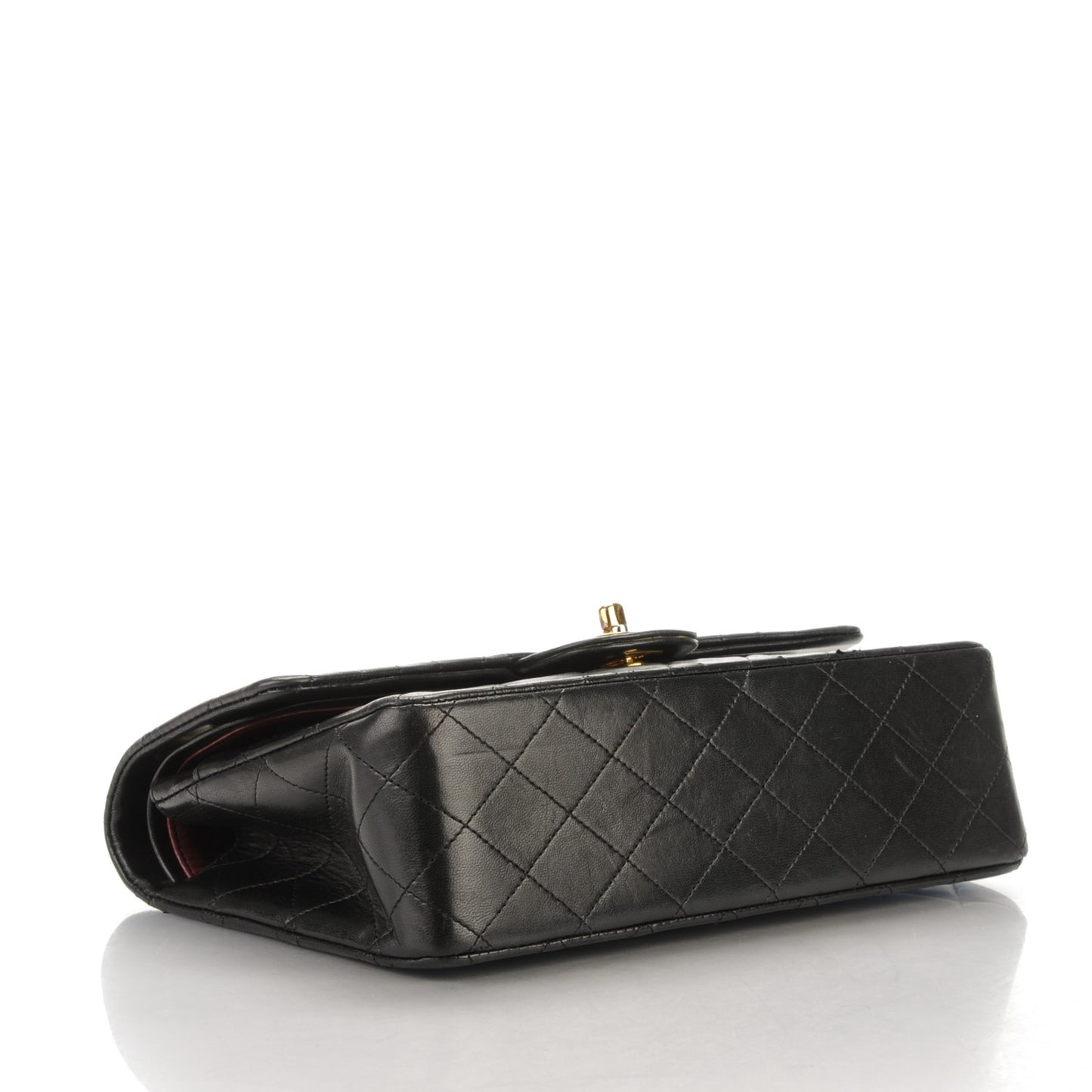 Lambskin Quilted Medium Double Flap Black