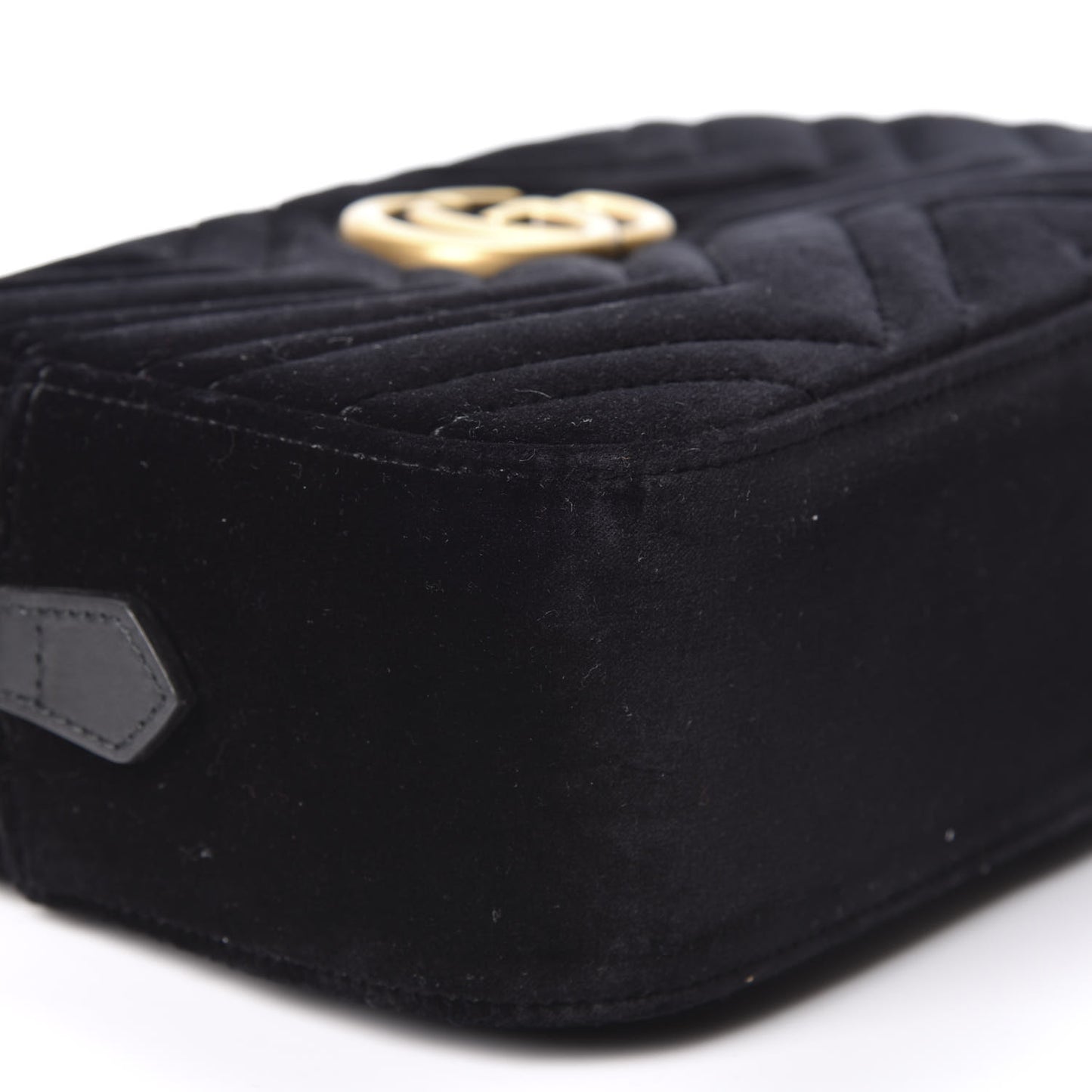 Velvet Matelasse Small GG Marmont Chain Shoulder Bag Black