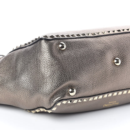 Valentino Garavani Metallic Alce Printed Calfskin Medium Rockstud Tote Sasso 8 of 9