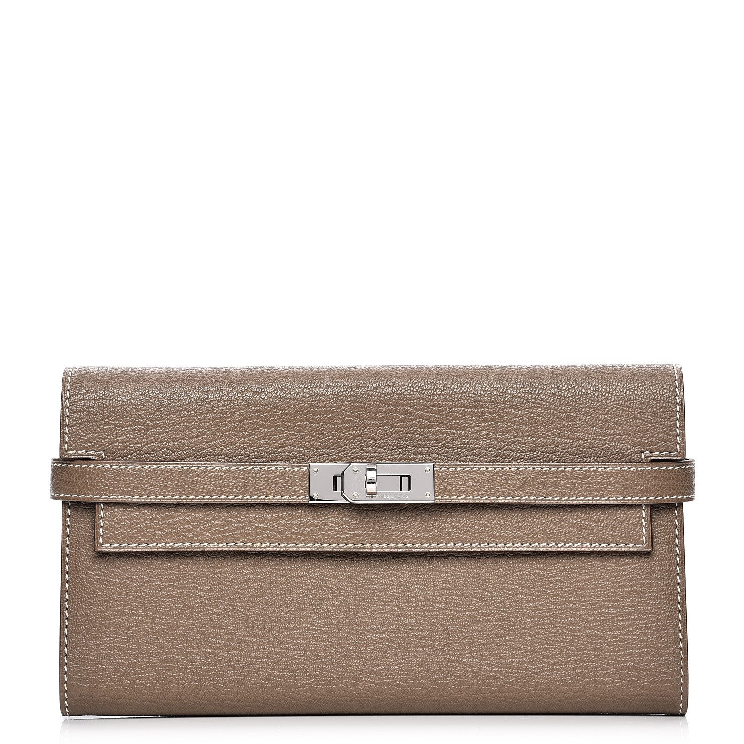 Hermes Chevre Mysore Kelly Longue Wallet Etoupe 1 of 8