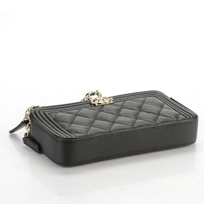 Chanel Caviar Quilted Small Boy Clutch With Chain Black 4 of 8