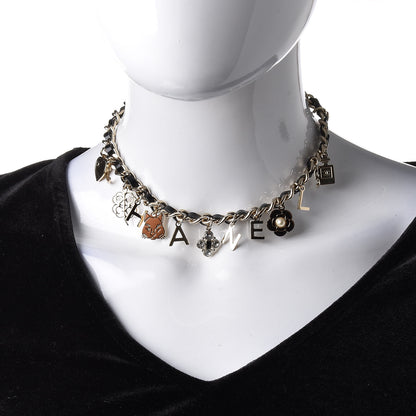 Chanel Lambskin Crystal CC Logo Charming Choker Gold Black 2 of 3