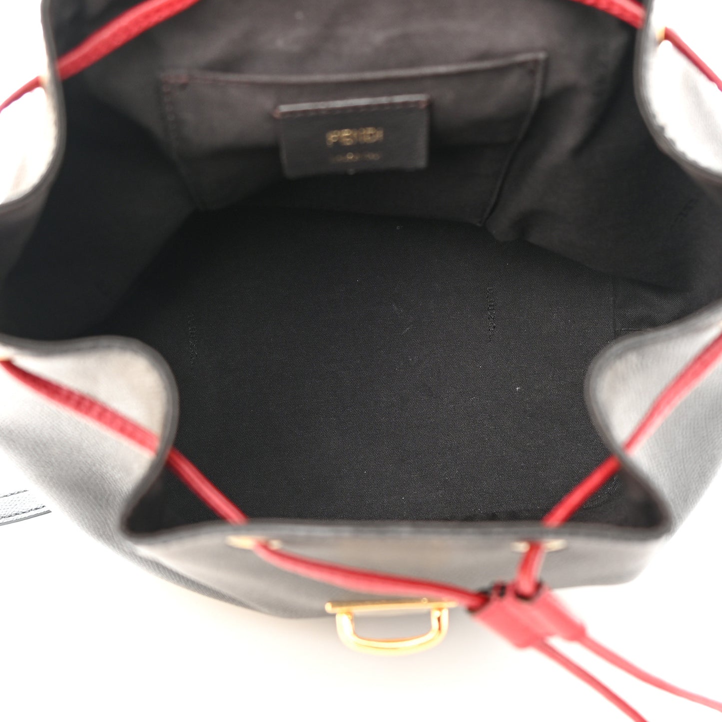 Vitello Cruise Bi-Color FF 1974 Embossed F is Fendi Drawstring Backpack Black Fragola Maya
